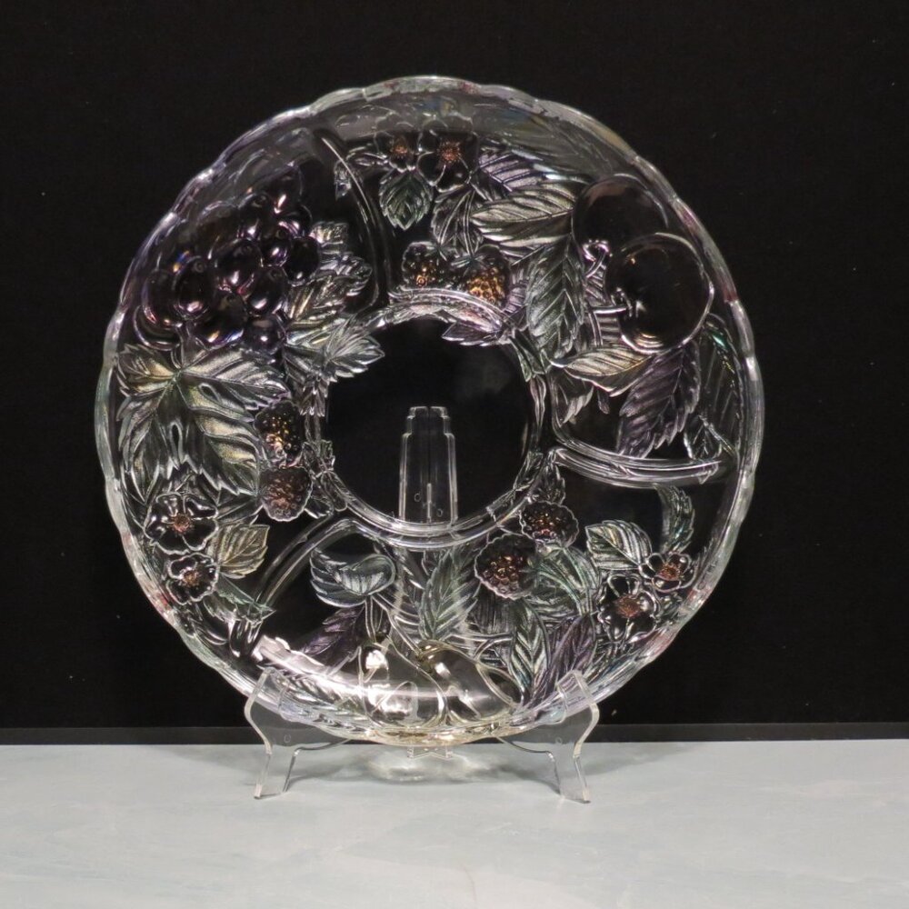 Vintage Mikasa Savoir Vivre Crystal Wild Orchard Divided Fruit Chip/Dip Platter